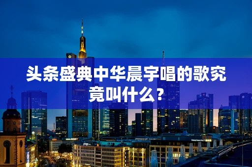 头条盛典中华晨宇唱的歌究竟叫什么？