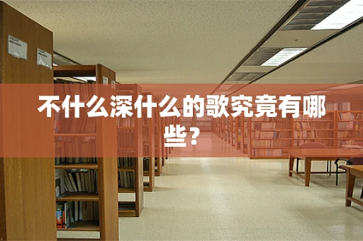 不什么深什么的歌究竟有哪些？