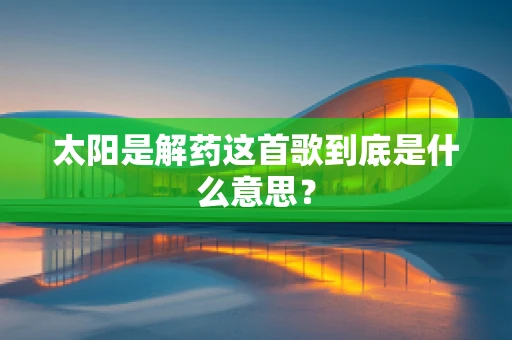 太阳是解药这首歌到底是什么意思？