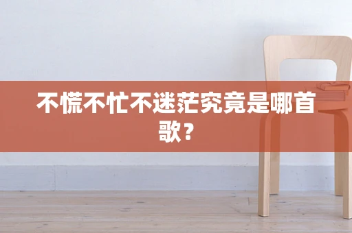 不慌不忙不迷茫究竟是哪首歌？